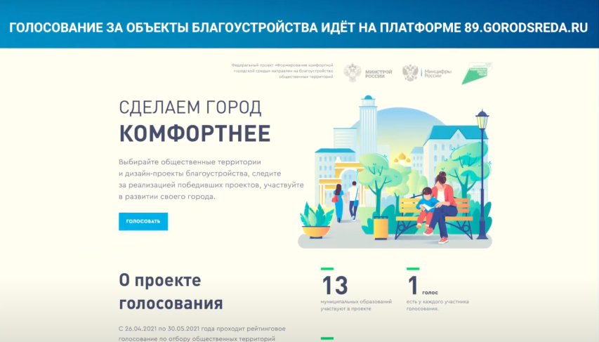 Голосование за объекты благоустройства идёт на платформе 89.gorodsreda.ru